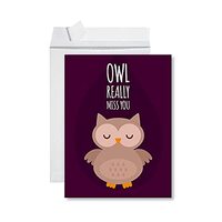 Andaz Press Funny Farewell Jumbo Card Owl Really Miss You 8.5 x 11 inch Blank Goodbye Greeting Card