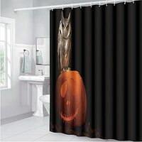 GYROHOME Halloween Festival Shower Curtains with Pumpkin Lantern and owl Pattern,Durable and Waterpr