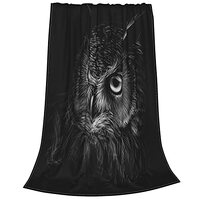 Black Owl Fleece Throw Blanket Soft Lightweight Warm Cozy Plush Blanket for Couch Bed Sofa 80"X