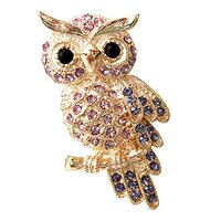 Navachi 18k White Gold Plated Purple Crystal Bird Owl Az7371 Brooch pins