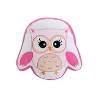 Cozy Line Home Fashions Bird Embroidered Polyester Owl Décor Decor Throw Pillows, Pink, White