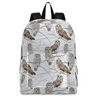 ZzWwR Winter Tree Branch Owls Polyester Computer Backpack Large Daypack for Business Sport Travel Sc