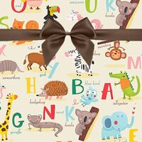 CakeSupplyShop Celebrations Alphabet Baby Giraffe Owl Zebra Shower Girl Boy Folded Wrapping Paper 24