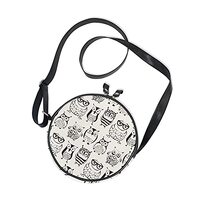 OTVEE Cute Hipster Owls Birds Crossbody Bag Small Canvas Shoulder Round Bag for Women