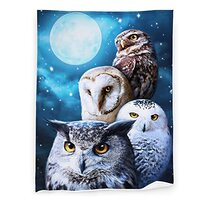 Owl Cute Throw Blanket Soft Lightweight Warm Flannel Comfort Gift Throws Bedding for Home Bed Sofa C