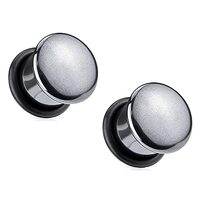 Pierced Owl Hematite Stone Domed Single Flare Plugs with O-Rings, Sold as a Pair (5mm (4GA))