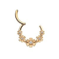Pierced Owl 16GA 5-Cluster Flowers with Prong Set Center CZ 316L Surgical Stainless Steel Front Faci