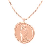 ONDAISY 14K Rosegold Plated Stylish Chic Animal Anime Origami Night Snowy Owl Coin Pendant Charm Cha