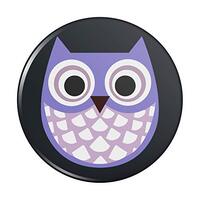 Cute Purple Owl Pinback Button Pin