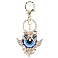 Hztyyier Hamsa Evil Eye Amulet Rhinestone Keychains Owl Key RingOwl Blue Turkish Evil Eye Keychain f
