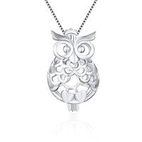 LGSY 925 Sterling Silver Owl Cage Pendants Crafting Charm for DIY Necklace Bracelet Jewelry Making