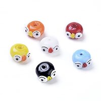 Cheriswelry 10pcs Cartoon Owl Glass Beads Handmade Lampwork Beads Colorful Loose Spacer Beads Cute C