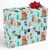 Personalized Gift Wrap Paper with Name, Christmas Snowman Deer Bear Owl Custom Text Fashion Birthday