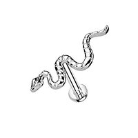 Pierced Owl G23 Implant Grade Titanium Snake Threadless Push in Lip Cartilage Tragus Stud (Silver To