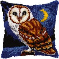 Orchidea - Latch Hook Cushion Kit - Owl - Printed Canvas - 4.5 Count - for Adults - 4139