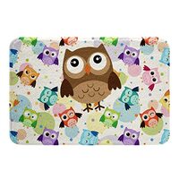 Kids Cute Owl Non Slip Bathroom Rug Mat Cartoon Owls Bath Mat for Boys Girls Teens Colorful Bird Dec