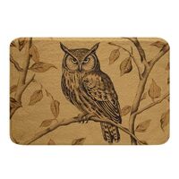 Owl Non Slip Shaggy Bath Mat for Bathroom Rug Wild Bird Water Absorbent Carpet 20"x32" Fle