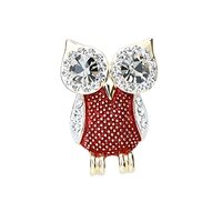 YYBONNIE Cute Enamel Crystal Owl Brooch Night Owl with Big Cubic Zirconia Eyes Bird Animal Pin Lapel