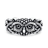 Blue Apple Co. Sterling Silver Size-9 Owl Ring Oxidized Band Solid 925 Sterling Silver Thumb Ring