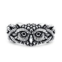 Blue Apple Co. Sterling Silver Size-8 Owl Ring Oxidized Band Solid 925 Sterling Silver Thumb Ring