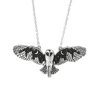 KURTCB Owl Pendant Necklace Vintage Punk Moon Forest Animal Wing Flying Fairy Core Chain Choker Neck