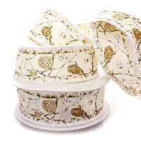 Ribbon Traditions Woodland Owls Fringe Edge Wired Ribbon 2 1/2" by 25 Yards