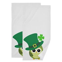 KOCOART St Patricks Day Owl Bath Hand Towels Guest Fingertip Towel 2 Pack for Bathroom 14x28 in, Sof