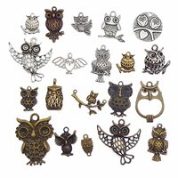 Julie Wang 100PCS Mixed Owl Bird Charms Antiqued Silver Bronze Pendants for Jewelry Necklace Bracele