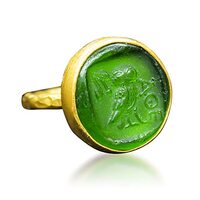 Ancient Greek Athena Owl Intaglio Glass Ring | 925 Sterling Silver | Roman Art Owl Carving Ring | Da