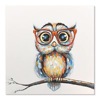 JAPO ART Mrs Owl Wall Art Cute Animal Picture Canvas Giclee Print Colorful Owl Portrait Abstract Art