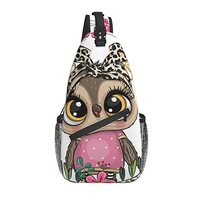 Jutdopt Sling Bag Shoulder Bag Light Travel Backpacks, Cartoon Owl With A Floral Hiking Daypacks Cro