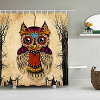 WWWVIOUY Owl Tree Shower Curtain for Bathroom Planets Space Stars Home Decorative Waterproof Shower 