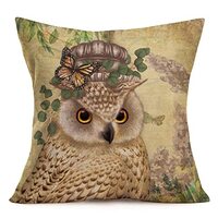 Tlovudori Vintage Owl Throw Pillow Covers Forest Bird Outdoor Spring Summer Green Leaves Hydrangea B