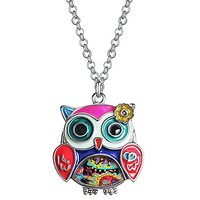 Enamel Alloy Anime Cute Owl Necklace Bird Pendant Fashion Animal Jewelry Owl Gifts for Women (Multi)