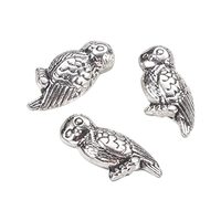 Cheriswelry 100Pcs 16mm Antique Sliver Owl Alloy Beads Tibetan Style Owl Shape Spacer Beads Vintage 