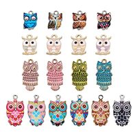 Beadthoven 36pcs Colorful Owl Enamel Alloy Charm Pendants Mixed Cute Owl Bird Animal Metal Dangle Ch
