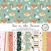 DESEACO Woodland Animal Print Scrapbook Paper Pad 6x6, Fox, Bear, Rabbit, Owl Pattern Decopodge Pape