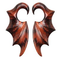 Pierced Owl Sono Wood Bat Wing Hanging Taper Plugs, Sold as a Pair (6mm (2GA))