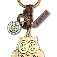 AuPra Owl KeyChain Gift Women & Men Leather Bird KeyRing Home Car Door Keys Holder Girl & Bo