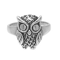 NOVICA Artisan Handmade Sterling Silver Cocktail Ring Owl from India No Stone Animal Themed Birdowl 