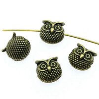 WYSIWYG 10pcs 11x11x7mm Antique Bronze Color Owl Small Hole Spacers Beads Jewelry Making Supplies Pe