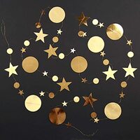 2 Pcs Glitter Paper Circle Stars Garland Party Streamers Backdrop Hanging Decor Banner/Wedding/Bache