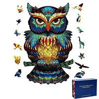 OMCreate Wooden Owl Puzzles，200 Prices Wooden Puzzles for Adults, Personalised Animal Puzzles, Woo