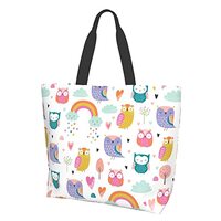 Cute Owl Print Tote Bag Shoulder Bag for Women 19.7x15.7Inch