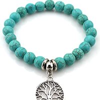 Turquoise Bracelet for Women Tree of Life Owl Beads Stretch Bracelet Healing Stone Bracelet Spiritua