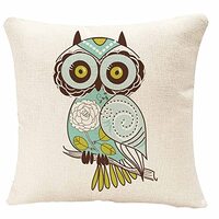 IBILIU Throw Pillow Covers Cartoon Green Cute Cartoon Owl Cushion Pillow Case Home Decor Pillowcase 