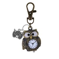 Lancardo Lapel Watch with Key Ring for Men and Women Cute Owl Charm Clip on Pocket Watch Key Buckle 