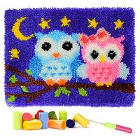 JDbezuge Latch Hook Rug Kits for Kids Adults, Owl Printed DIY Rug Hooking Kits, Carpet Embroidery Ya