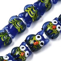 FASHEWELRY 30Pcs Owl Lampwork Glass Beads Handmade Cartoon Animals Loose Spacer Beads for DIY Bracel