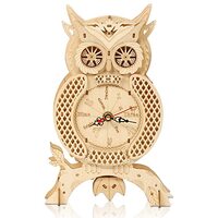 Hallisun 3D Wooden Puzzle, Clock Model Kits Gift for Adults, DIY Mechanical Model Building Kit, Owl 
